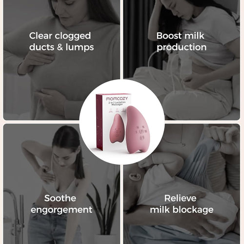 Momcozy A1Pro Lactation Massager with Heat, Deep Vibration, Cozy Red, 1PCS | Rapid Heating, Clog Relief, Efficient Pumping, Breastfeeding Essentials, Memory Function, Fast Charging, Nursing, Soothing