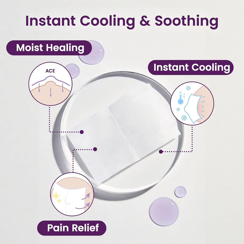 Hydrogel Nipple Pads for Sore Nipples, Rapid Pain Relief, 16 Count | Instant Cooling, Plant-Based Hydrogel, Life Saving for Breastfeeding Moms