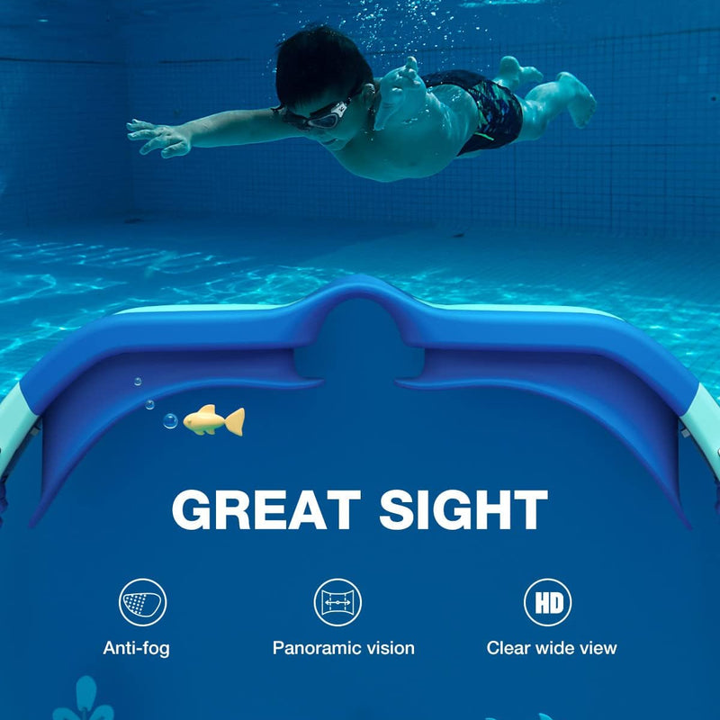 ZIONOR Kids Swim Goggles, G1MINI SE Ages 6-14 No Leak Anti-Fog | Soft silicone fit, Easy-adjust strap. Wide clear vision, UV protection
