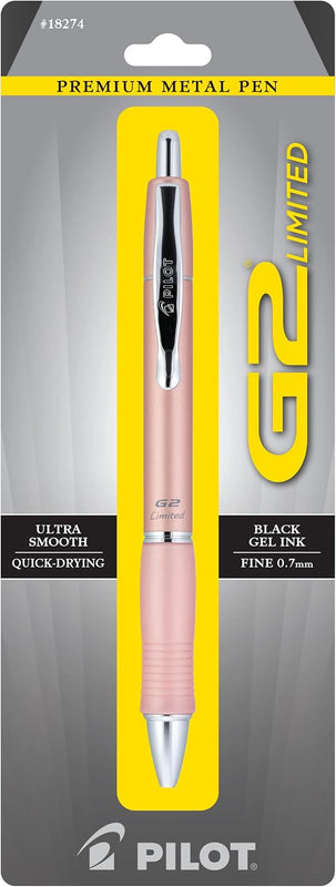 Pilot G2 Limited Refillable & Retractable Rolling Ball Gel Pen, Fine Point, Matte Black Barrel, 0.7 mm, Black Ink, Single Pen