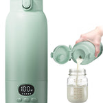 Portable Bottle Warmer for Travel, Fast Heating for Breast Milk & Water, 17 Ounces, Long-Lasting Battery, Ideal for Outdoor Use & Baby Shower, Light Green