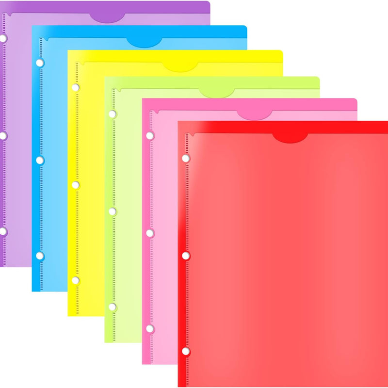 INFUN Heavy Duty Plastic Pocket Folder with Prongs and Clear Front Pocket - 18 Pack, 3 Prong Folders with Pockets and Card Slot, Assorted Colors