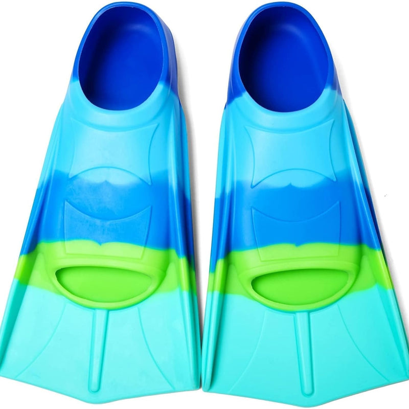 Kids Swim Fins Youth Short Blade Swimming Training Flippers | Snorkeling Diving Travel Size Fins for Children Girls Boys Beginners,Lap Swimming,Comfortable Silicone Flippers with Mesh Bag