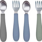 WeeSprout Toddler Utensils, 3 Forks & 3 Spoons, 18/8 Stainless Steel & Food Grade Silicone, Thick Easy-Grip Handles, Perfect Length For New Self Feeders, Gentle On Gums & Teeth, Dishwasher Safe