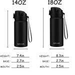 GOPPUS Kids Water Bottle (Straw Lid) - 14 Oz Stainless Steel Travel Bottle, Double Wall Vacuum Leak Proof Kids Cup for School Boys Girls,Space dinosaur