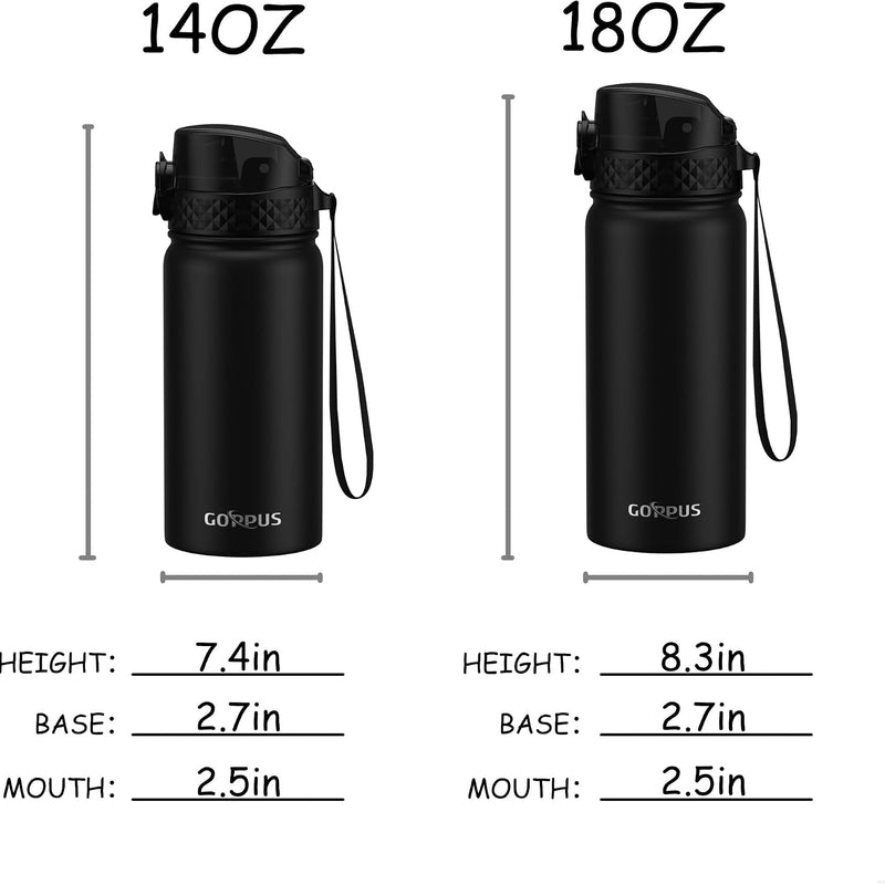 GOPPUS Kids Water Bottle (Straw Lid) - 14 Oz Stainless Steel Travel Bottle, Double Wall Vacuum Leak Proof Kids Cup for School Boys Girls,Space dinosaur