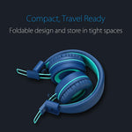Kids Headphones - noot products K11 Foldable Stereo Tangle-Free Wired Cord On-Ear Headset