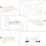 Volnamal Baby Diaper Caddy, Plastic Movable Cart for Newborn Nursery Essentials Diaper Storage Organizer for Changing Table & Crib, Easy to Assemble, Baby Registry, Off-White