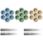 PandaEar 3 Pack Baby Food Freezer Tray with Lids, Silicone Baby Food Storage Container for Homemade Baby Food, Purees, Breastmilk (Blue/Green/Carnation)