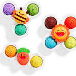 ALASOU 3PCS Pop Suction Cup Spinner Sensory Airplane Travel Toys for 1 Year Old Boy Girl Infant Toddlers|Novelty Spinning Tops 12 18 Months|1 2 Year Old Boy Birthday Gift|Baby Bath Toy Kids Ages 1-3