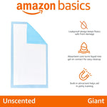 Amazon Basics Heavy Duty Dog and Puppy Pee Pads, Leak-Proof 5-Layer Super Absorbent, Quick-Dry Surface for Potty Training and Housebreaking, Giant Size, 27.5 x 44 Inch, Blue & White, 30-Pack