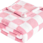 Yurhap Checkered Baby Blanket for Girls Pink Fleece Baby Blankets for Girls Boys, Warmer Comfort Lightweight Bed Blanket for Toddlers Infants or Newborn, 30''x40'', Pink