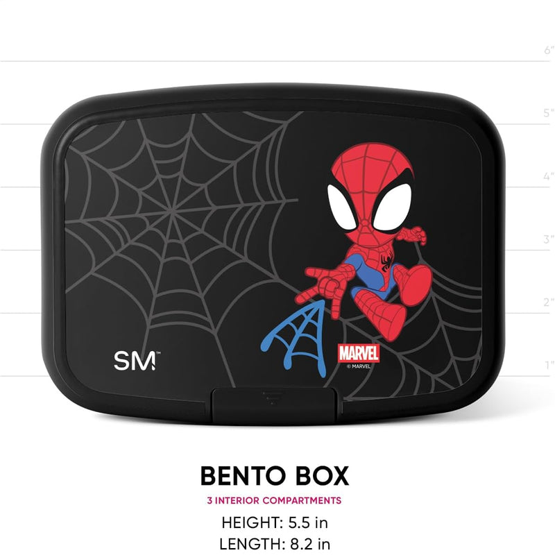 Simple Modern Marvel Porter Bento Lunch Box | BPA Free, Leak-Resistant, Dishwasher Safe | Lunch Container for Girls, Boys, Toddlers, Kids | 3 Compartments, Spidey Kid