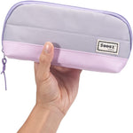 Sooez Wide-Opening Pencil Pen Case, Lightweight & Spacious Pencil Bag Pouch Box Organizer, Aesthetic Supply with Triangular Design for Adults, Grey