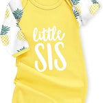 AMAWMW Newborn Baby Girl Little Sister Sleeper Gown Stripe Long Sleeve Nightgown Pajamas Gifts Stuff Essential Outfit