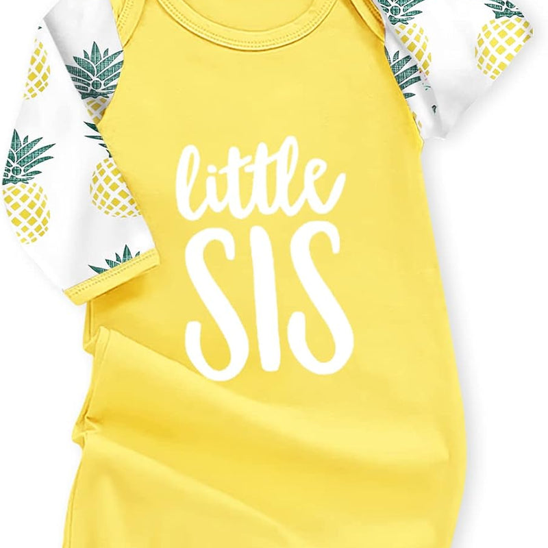 AMAWMW Newborn Baby Girl Little Sister Sleeper Gown Stripe Long Sleeve Nightgown Pajamas Gifts Stuff Essential Outfit