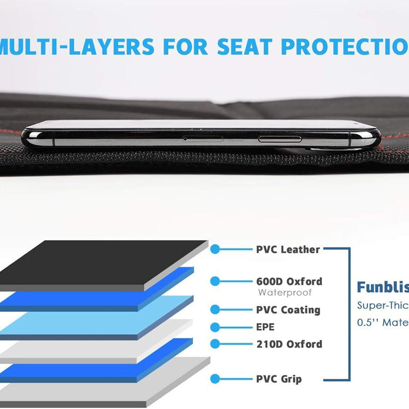funbliss Car Seat Protector for Child Car Seat | Auto Seat Cover Mat, Thickest Padding, Protects Leather & Fabric Upholstery, PVC Leather Reinforced Corners