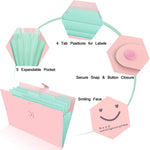 SKYDUE Expanding File Folders with 5 Pockets, Accordion File Organizer with 32 Labels, Portable Document Paper Organizer, Filing Folders, Letter / A4 Size, Pack of 4
