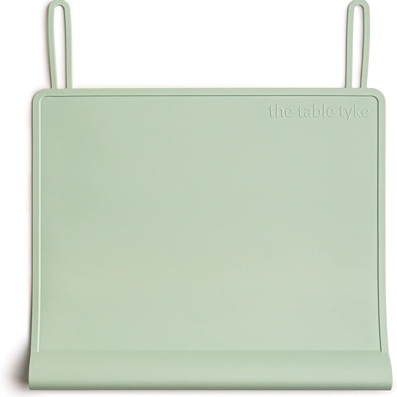 Table Tyke Silicone Placemat for Toddlers with Teething Table Edge Bumper - Non-Slip Baby Placemat for Restaurant & Home Dining - BPA Free Kids Food Mat - Travel Ready Toddler Eating Mat - Sage Green