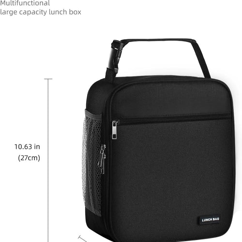 Lovoeo Lunch box Lunch bag for men women Insulated Lunchbox Lunch bags for Work Picnic Travel (Black)