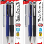 Pentel Twist-Erase III Mechanical Pencil, (0.7mm), Assorted Barrel Colors with 2 Eraser Refills, Pack of 2 (QE517BP2)