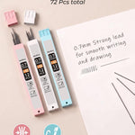 Nicpro 3PCS Cute Mechanical Pencil Set with Case, 0.7 mm Pencils with 6 Tube HB Lead Refill, 3PCS Eraser, 9PCS Eraser Refill for School Supplies Student Writing, Drafting Drawing Sketching