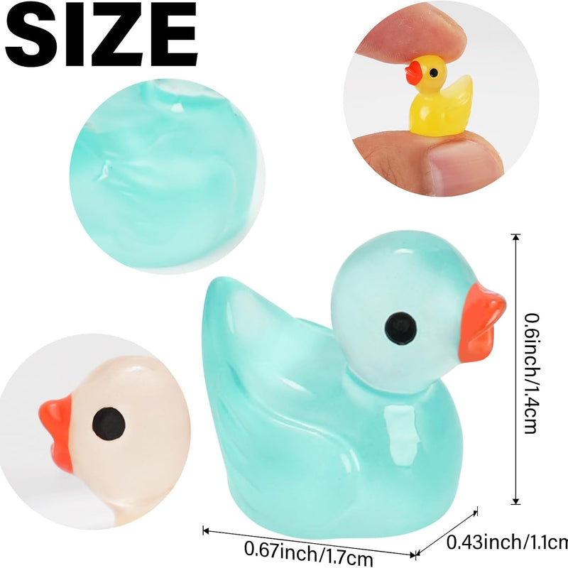 CRTWDMAN 240Pcs Luminous Mini Resin Ducks,Tiny Duck Glow in The Dark,Little Ducks,Small Ducks to Hide,Miniature Figures for Party Favor