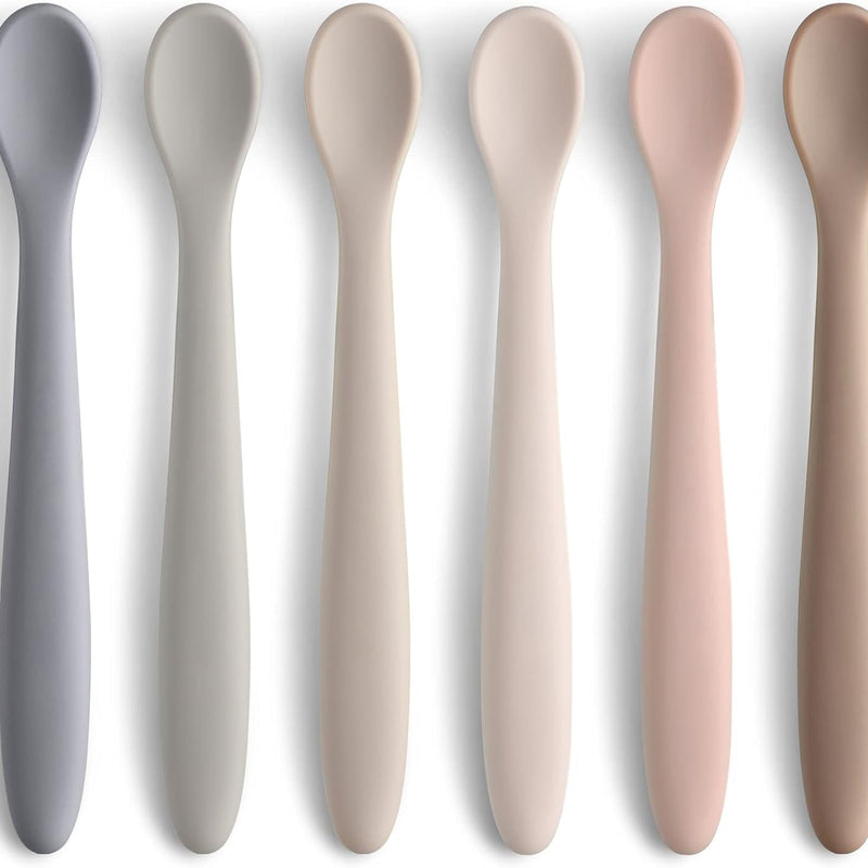 6-Piece Silicone Baby Feeding Spoons, First Stage Infant Spoons, Soft-Tip Easy on Gums I Baby Training Spoon | Infant Utensils Feeding Supplies, Dishwasher & Boil-proof