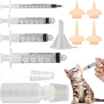 Pet Feeding Syringe with Nipple, Silicone Feeding Tools for Kitten Puppy Feeding Syringe for Newborn Cat Dog Small Animals Rabbits (5ml+10ml +10 nipples)