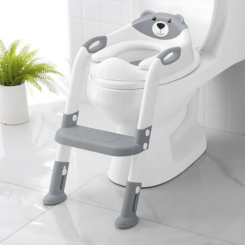 Potty Training Toilet for Toddlers, Anti-Slip Potty Training seat, Classic | SKYROKU, Fits Round & Elongated Toilets, 6 Heights, Splash Guard, Padded Cushion, Holds 200+ lbs, Foldable, Easy to Assemble