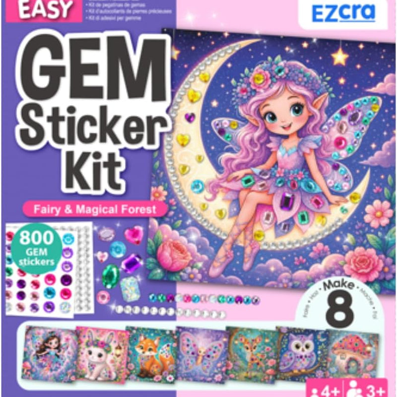 EZCRA Gem Sticker Kit for Kids - 990+ Stickers, 8 Unicorn Princess Themes | Diamond Art Stickers and Gem Craft Set. Mess-Free and DIY Arts and Crafts. Birthday and Holiday Gift for Girls Ages 3-8.