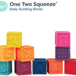 B. toys, One Two Squeeze Soft Building Blocks, 10 Pack, Blocks - 1, Baby | 10 soft blocks with numbers, shapes, colors, and animals; textured block play with reusable bag, Blocks - 1, Baby; 6+ Months