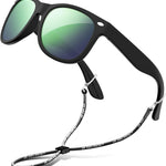 RIVBOS Kids Sunglasses Polarized UV400 TPE with Strap for Boys Girls RBK004 | Flexible rubber frame with UV protection and secure strap for boys, girls, beach, travel and play