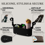 Silicone Stroller Organizer with Cup Holders, Waterproof & Easy-Clean, BPA-Free Caddy with Phone Pocket & Storage, Universal Anti-Slip Straps Fit UPPAbaby, Bugaboo, Nuna, Doona & Most Strollers
