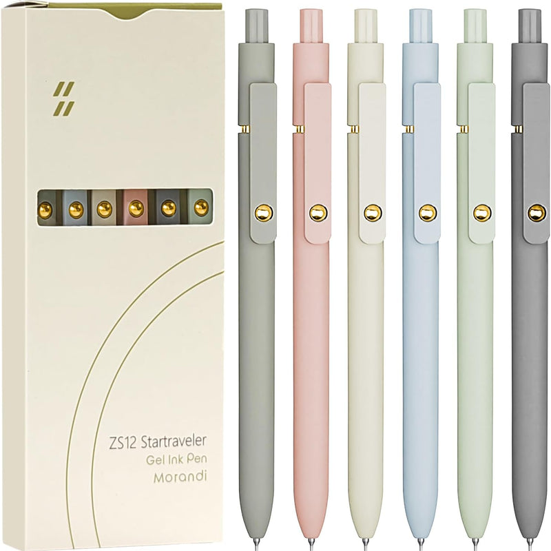 UIXJODO 6 Pcs Gel Pens 0.5mm Quick Dry Black Ink Pens Fine Point Smooth Writing Pens, Cute Office and School Supplies Gifts for Women Teacher Students (6 Pcs Ombre Gold)