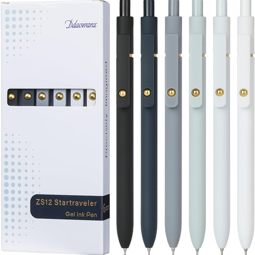 Ddaowanx Gel Pens, 0.7mm Quick Dry Black Ink,Fine Point Smooth Writing Pens,Office School Supplies,Gifts for Women Man(6Pcs Black White Gray, Black)