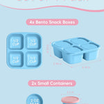 Canfanni 4 Pcs Snack Box Containers Set, Reusable 4 Compartment Lunchable Container with 2Pcs Sauce Containers, Stackable BPA-Free Bento Box for School, Work, Travel (4 Color)