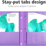 INFUN Heavy Duty Plastic Pocket Folder with Prongs and Clear Front Pocket - 18 Pack, 3 Prong Folders with Pockets and Card Slot, Assorted Colors