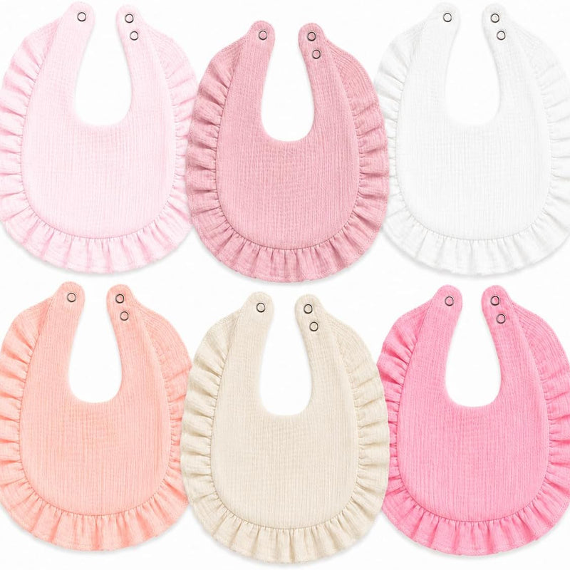 Baby Muslin Bibs,6 Pcs Drool Bandana Bibs for Baby Girl Drooling and Teething,Soft and Absorbent Cotton for Newborn