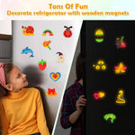 48 Pcs DIY Wooden Magnets, Wooden Art Craft Supplies Painting Kit for Kids | Ages 4-8 8-12 Glow in The Dark Party Favors Goodie Bag Stuffers Birthday Gifts Toys for Boys Girls
