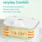 Baby Wipes Warmer, Larger Capacity Wipe Dispenser, Even Heating Diaper Wipe Warmer with Night Light, On/Off Switch, White