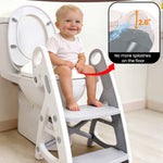 Potty Training Toilet, 2-in-1 Stable Potty Seat with Step Stool | Adjustable Seat and Step Height, Extra Wide Step, Anti-Slip Pad, Splash Guard, for Boys and Girls, Grey