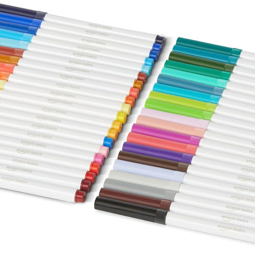 Amazon Basics Super Tip Washable Markers, 40 Vibrant Colors, Multicolored