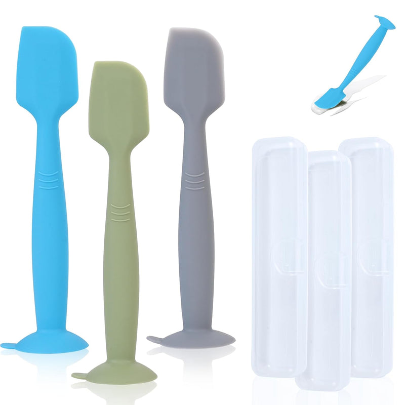 babove Baby Diaper Cream Spatula Applicator 3 Pack Butt Paste Spatula Soft Silicone,Diaper Rash Cream Applicator, Baby Essentials Must Haves Newborn Stuff (Red Green Grey)