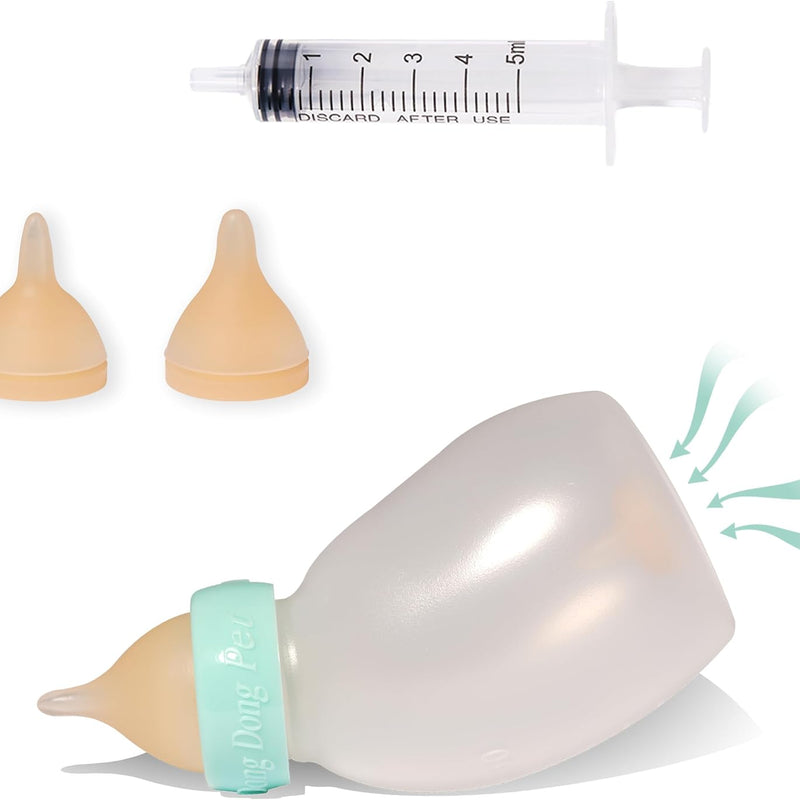 Doggiema Kittens Feeder Bottle,Silicone Feeding Nipple and Syringes | Angled Bottle suitable for kitten feeding,Bottle ventilation system,Three types of nipple can cover kitten's different ages