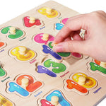 6-pack Wooden Peg Puzzles for Toddlers, Alphabet Number Shape Animal Dinosaur Vehicle Preschool Learning Toys
