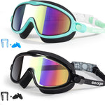 Seago Swim Goggles 2 Pack Anti-Fog Anti-UV Wide View Swimming Goggles for Kids 3-14