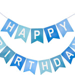 Blue Happy Birthday Banner Pre-Strung Party Decoration for Women Men Girls Boys - 13 Paper Banners with String