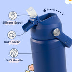Kerilyn 12oz Kids Water Bottle, Stainless Steel Insulated Water Bottle, Toddler Cup with Straws Leak-Proof, Kids Water Bottles for School Boys Girls, BPA Free, Blue