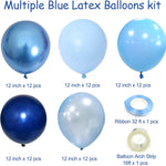 60Pcs Metallic Chrome Blue Balloons Kit, 12Inch Latex Balloons for Birthday, Wedding, Party Decoration